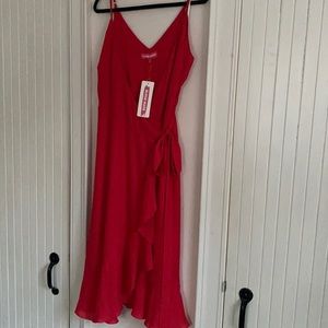 Midi coral wrap dress, size 1X